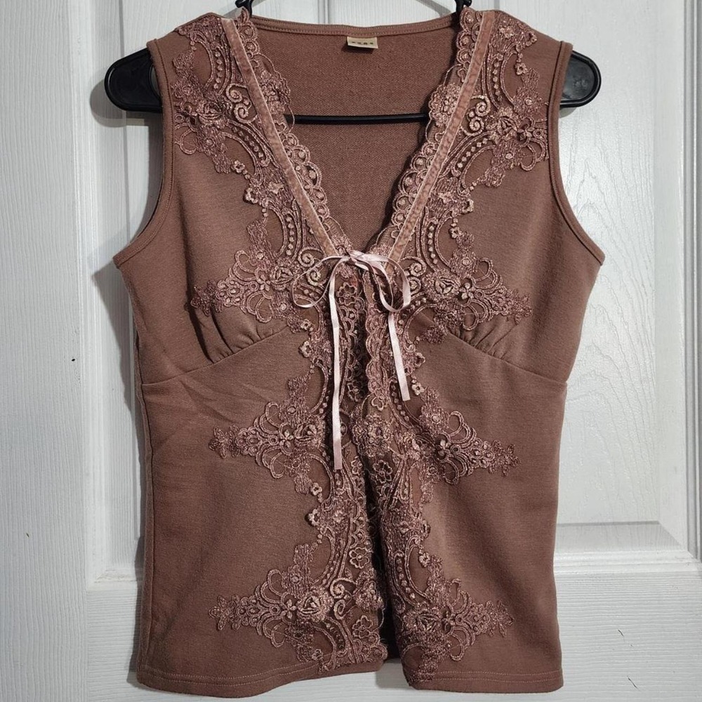 Vintage Brown Axes Femme Embroidered Fairy Top
